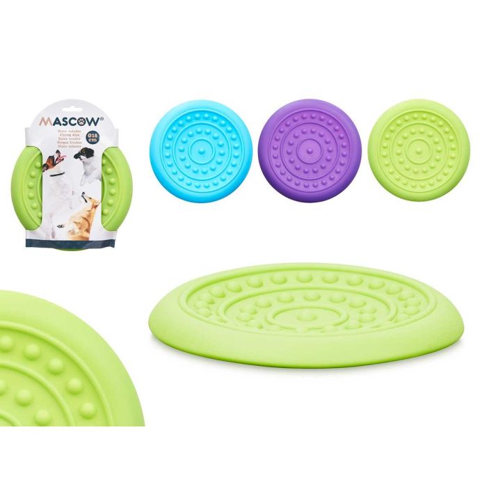 Disco Mascota Silicona Pequeño Surtido Mascow 18.5x2x18.5 cm - Azul, Morado, Verde (24 Unidades) Disco Mascota Silicona Pequeño Surtido Mascow 18.5x2x18.5 cm - Azul, Morado, Verde (24 Unidades)