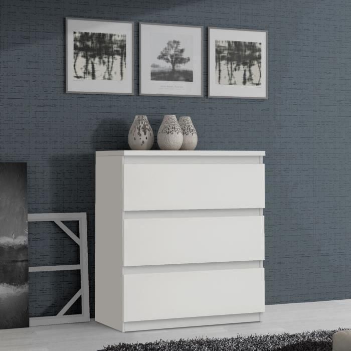 Cómoda CHELSEA 3 Cajones - Color blanco mate - An 77,2 x Pr 42 x Al 79,9 cm 1 Cómoda CHELSEA 3 Cajones - Color blanco mate - An 77,2 x Pr 42 x Al 79,9 cm 1