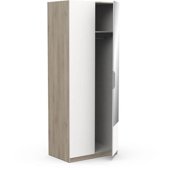 Armario GHOST - decoración roble Kronberg y blanco mate - 2 puertas + 1 espejo - L.79,4 x P.51,1 x A. 203 cm - DEMEYERE 3 Armario GHOST - decoración roble Kronberg y blanco mate - 2 puertas + 1 espejo - L.79,4 x P.51,1 x A. 203 cm - DEMEYERE 3