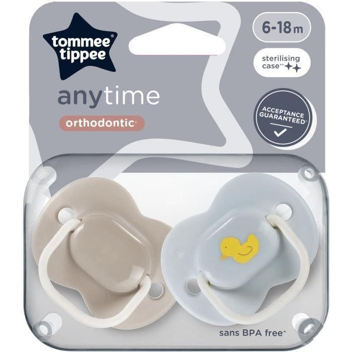 Chupetes - TOMMEE TIPPEE - ANYTIME - 6-18 meses - Set de 2 chupetes simétricos sin BPA - Cápsula de esterilización reutilizable 4