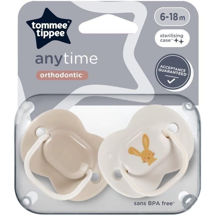 Chupetes - TOMMEE TIPPEE - ANYTIME - 6-18 meses - Set de 2 chupetes simétricos sin BPA - Cápsula de esterilización reutilizable 5