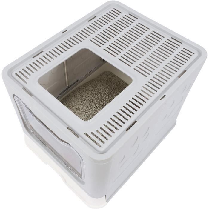 Casita de baño - M PETS - SILE TOP - Gris - 51 x 41 x 12,5 cm - Práctico cajón corredero extraíble, pala incluida 3