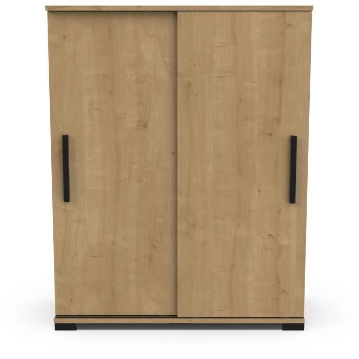 Mueble contenedor - Entrada - 2 puertas correderas - Roble Hamilton - 101 x 35 x 101 cm - IZZY - DEMEYERE 1