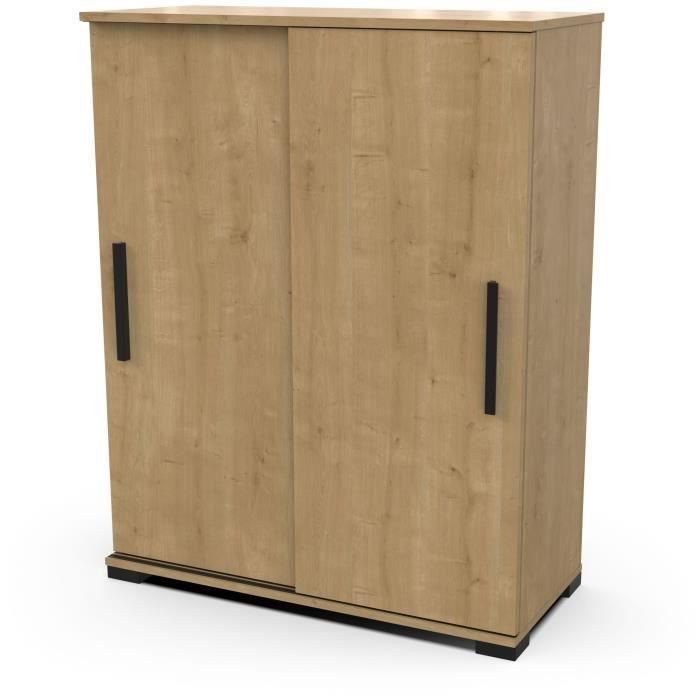 Mueble contenedor - Entrada - 2 puertas correderas - Roble Hamilton - 101 x 35 x 101 cm - IZZY - DEMEYERE 2