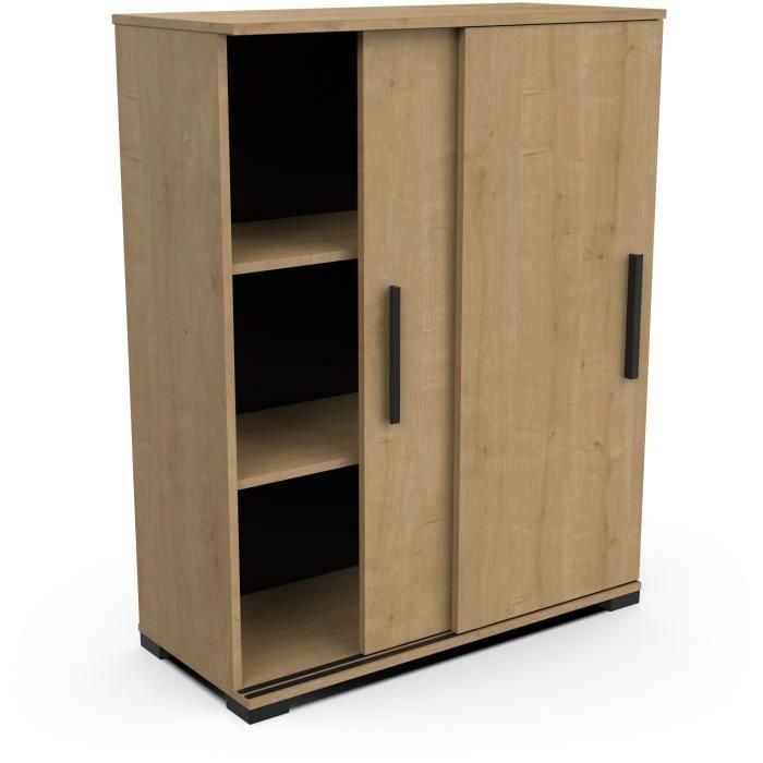 Mueble contenedor - Entrada - 2 puertas correderas - Roble Hamilton - 101 x 35 x 101 cm - IZZY - DEMEYERE 4