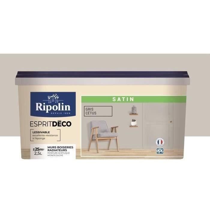 RIPOLIN Pintura de color satinado de ultra cobertura para cocina, dormitorio, salón, recibidor, entrada, pasillo - Cetus Grey