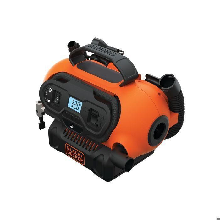 BLACK + DECKER BDCINF18N-QS Inflador-Compresor con o sin cable - Batería de 18 V / Cable de 220 V - 11 Barras / 160 PSI - 3 Agujas 1