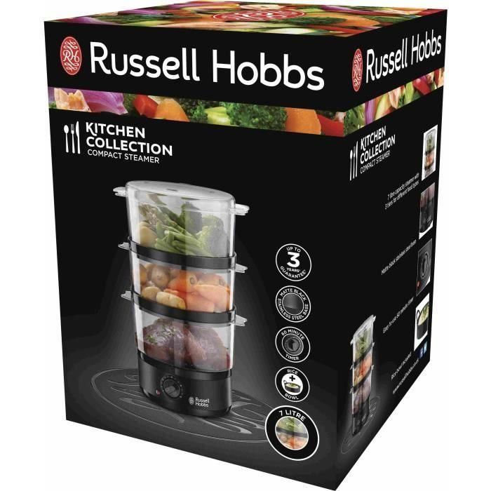 Olla de vapor - RUSSELL HOBBS - Negro mate - 26530-56 - 400 W - 7 L - 3 cestos de vapor - Negro 1