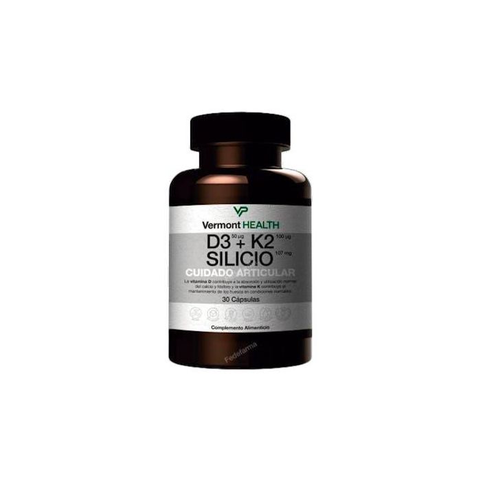 VERMONT HEALTH D3 + K2 + Silicio Sistema Articular 30 Cápsulas Huesos