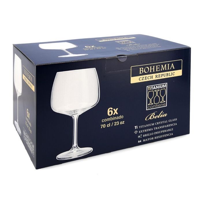 Caja 6 Copas Combinado Cristalin Belia Bohemia 70 cL 2