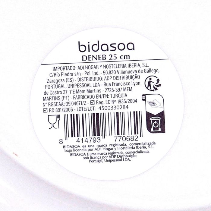 Plato Llano Porcelana Deneb Hydrozero Bidasoa 25 cm 6 Plato Llano Porcelana Deneb Hydrozero Bidasoa 25 cm 6