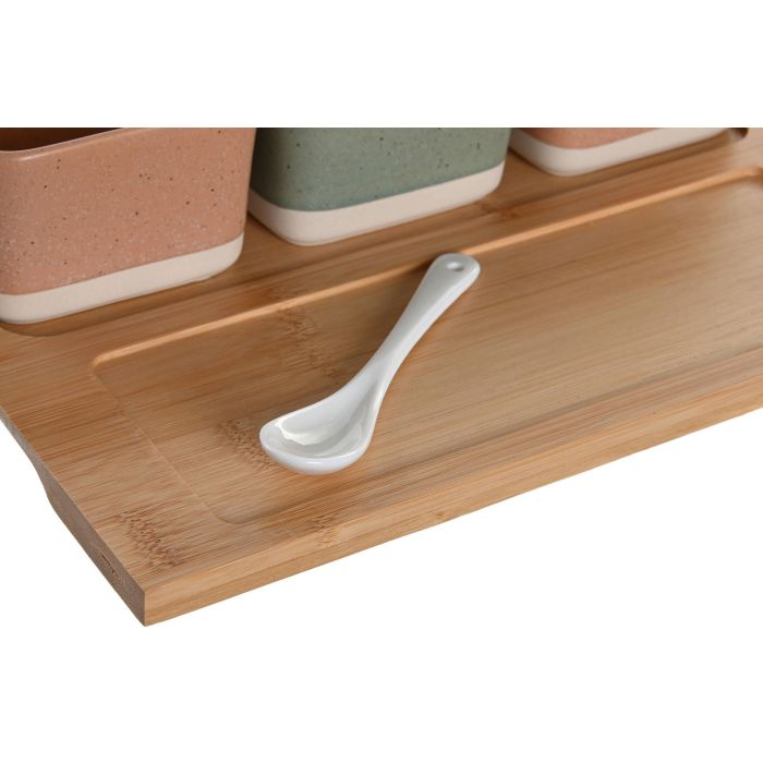 DKD Home Decor Aperitivo Multicolor Porcelana y Bambú Set de 8 Piezas 26 x 9 x 4 cm 1