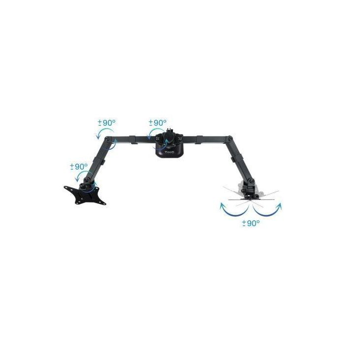 TooQ Soporte de Mesa para 2 Monitores DB1802TN-B Giratorio Inclinable hasta 8kg Negro 2