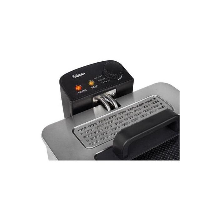 Tristar FR-6949 Freidora de Aceite 2000W, 5L, con 3 Cestas (para freír simultáneamente), Zona Fría, Visor y Termostato Ajustable 2