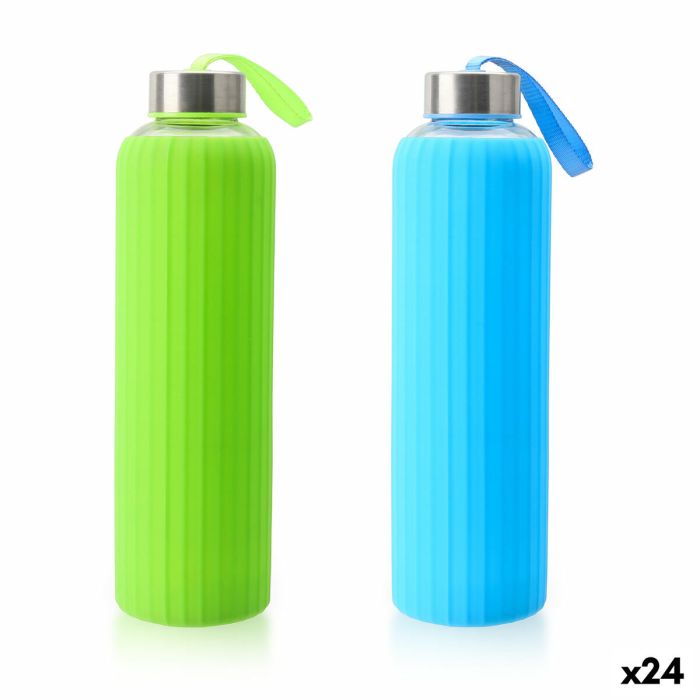 Botella de Agua Bewinner Vidrio Silicona 600 ml (24 Unidades) Botella de Agua Bewinner Vidrio Silicona 600 ml (24 Unidades)