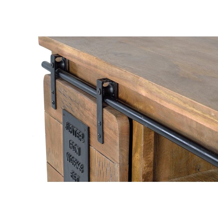 Giner y Colomer Mueble Televisor en Madera de Acacia Natural con Detalles en Metal, Nogal Oscuro 3 Giner y Colomer Mueble Televisor en Madera de Acacia Natural con Detalles en Metal, Nogal Oscuro 3