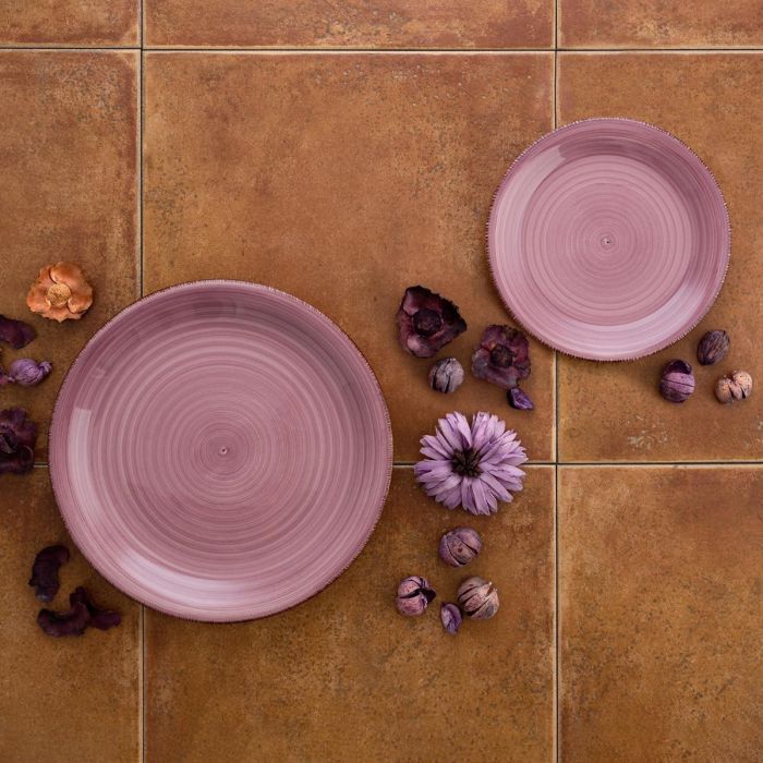 Quid Plato Llano Cerámico Vita Peoni Rosa 27 cm - Pintado a Mano, Brillo, Apilable, Apto Microondas y Lavavajillas 2 Quid Plato Llano Cerámico Vita Peoni Rosa 27 cm - Pintado a Mano, Brillo, Apilable, Apto Microondas y Lavavajillas 2