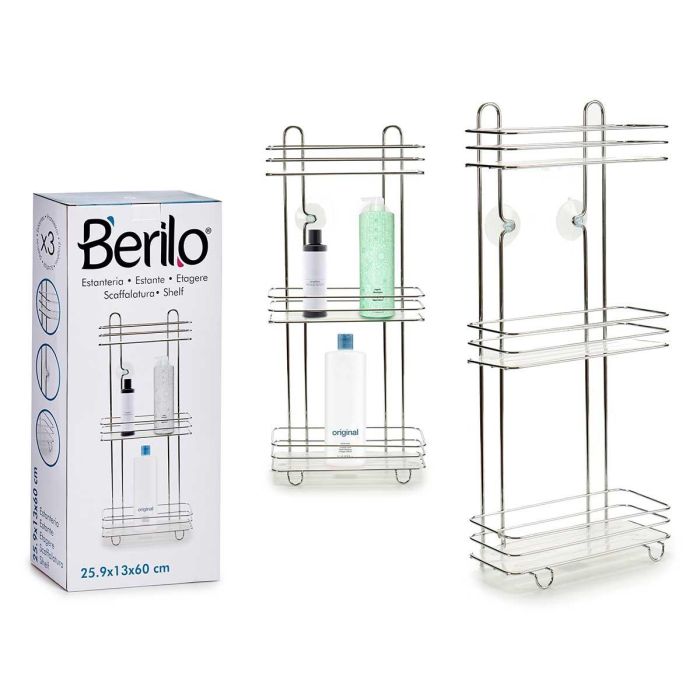 Estantería Recta Alta Baño Triple Berilo 26x59.5x13.5 cm Metal Cromado y Plástico (6 Unidades) Estantería Recta Alta Baño Triple Berilo 26x59.5x13.5 cm Metal Cromado y Plástico (6 Unidades)