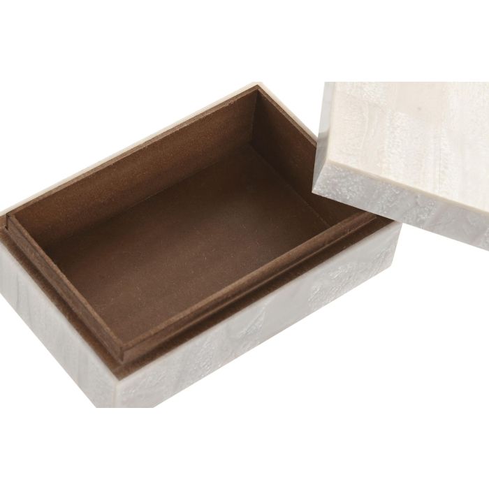 Joyero Glam DKD Home Decor Blanco 13 x 7.5 x 18 cm Set de 2 2