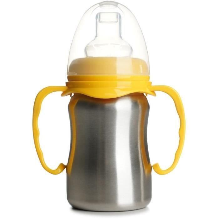 Vaso de aprendizaje - THERMOBABY - Acero inoxidable - 180 ml - Amarillo mango - Ergonómico y antigoteo Vaso de aprendizaje - THERMOBABY - Acero inoxidable - 180 ml - Amarillo mango - Ergonómico y antigoteo