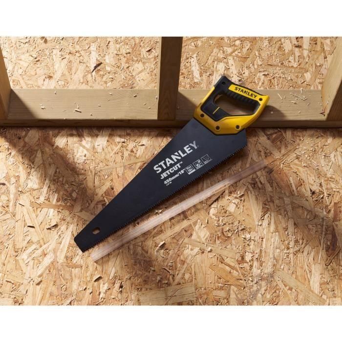 Stanley Sierra de Mano JetCut 450mm con Dientes Tratamiento Duro Point 2x para Mejor Penetración y Longevidad Hoja Acero Sueco 0.85mm 5 Stanley Sierra de Mano JetCut 450mm con Dientes Tratamiento Duro Point 2x para Mejor Penetración y Longevidad Hoja Acero Sueco 0.85mm 5
