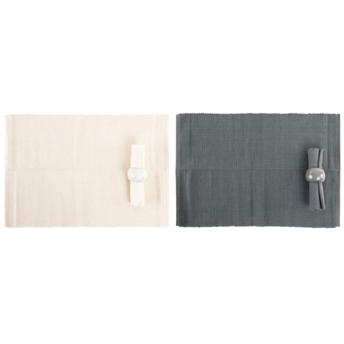 DKD Home Decor Individual Boho Beige Gris 40 x 40 x 47 cm Set de 12 (4 Unidades) 2