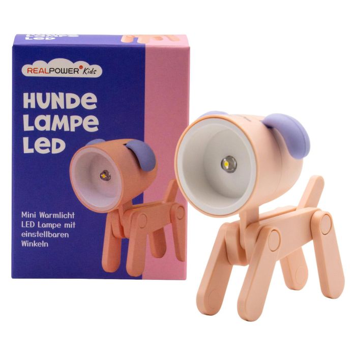 RealPower Linterna LED con forma de perro, color rosa, funciona con 3 pilas LR41, referencia 486314