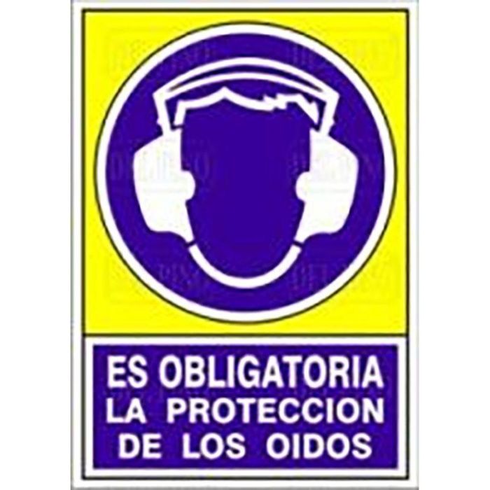 Duver 623 Señal Adhesiva 'Es Obligatorio la Protección de los Oídos' 148x105 Bl.Prot.Oido