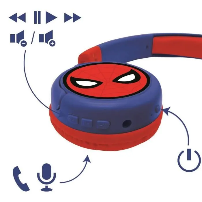 Lexibook Auriculares Inalámbricos Spiderman HPBT010SP Bluetooth 5.0 Cable Jack Extraíble +3 Años 3