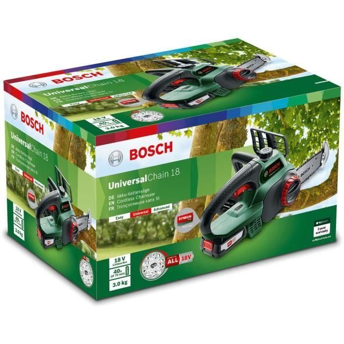 Motosierra inalámbrica BOSCH UniversalChain 18 - 1 batería - 18 V - 2.5 Ah 1 Motosierra inalámbrica BOSCH UniversalChain 18 - 1 batería - 18 V - 2.5 Ah 1