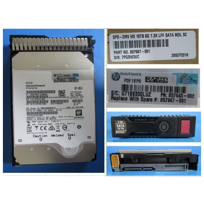 Hewlett Packard Enterprise Disco Duro 10000 GB, 2.5", 7200 RPM, HDD para Servidores y Almacenamiento Compatible