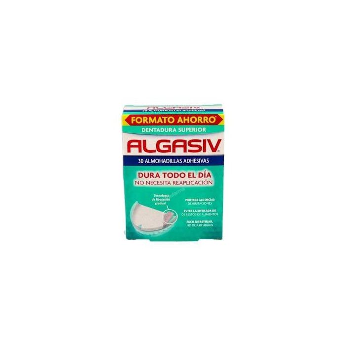 Algasiv Almohadillas Adhesivas Superior para Dentaduras, Fuerte Fijación y Confort Duradero con Adhesivo de Algas Marinas, 30 unidades