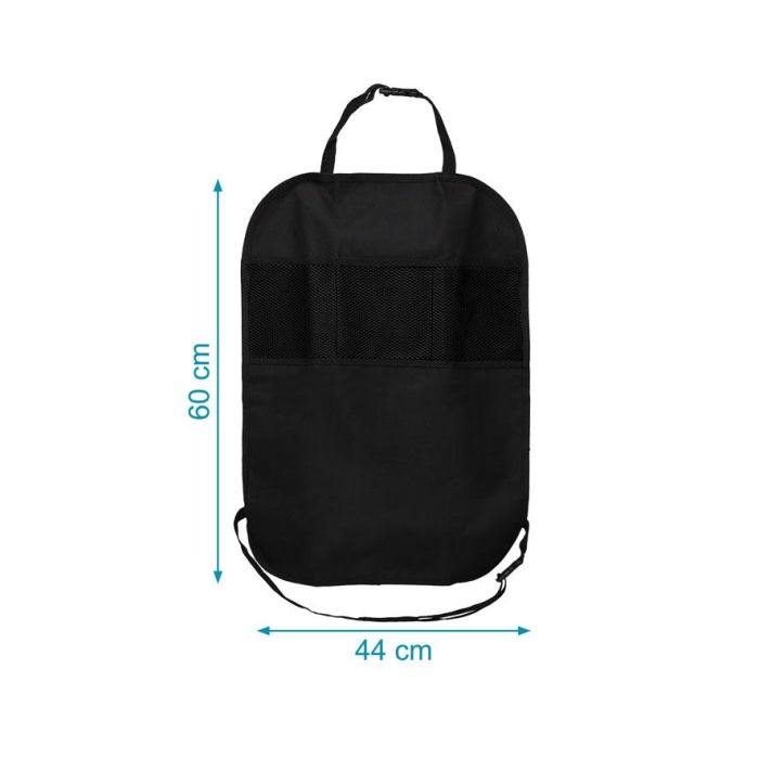 KioKids Organizador de Coche para Respaldo de Asiento Universal, Protector y con Múltiples Bolsillos, Color Negro, Ajustable 2