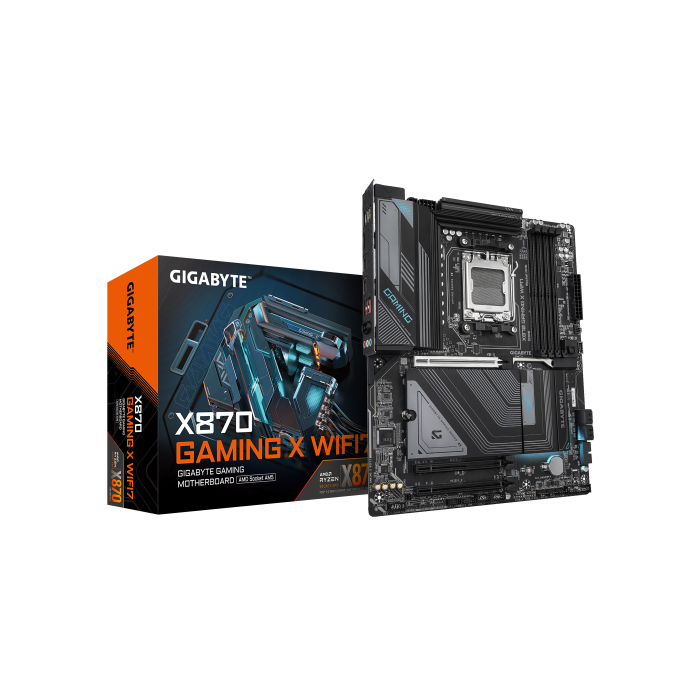 Gigabyte Placa Base X870 GAMING X WIFI7 - Compatible con AMD Ryzen 9000, 16+2+2 fases VRM, DDR5 hasta 8000MHz, Wi-Fi 7, 2.5GbE LAN, USB 3.2 Gen 2x2, Ref. 9MX87GX7-00-10 0 Gigabyte Placa Base X870 GAMING X WIFI7 - Compatible con AMD Ryzen 9000, 16+2+2 fases VRM, DDR5 hasta 8000MHz, Wi-Fi 7, 2.5GbE LAN, USB 3.2 Gen 2x2, Ref. 9MX87GX7-00-10 0