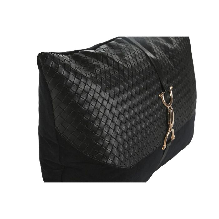 DKD Home Decor Cojín decorativo de Poliéster y PU negro y dorado con cremallera y hebilla, 430 gsm - 50 x 30 x 10 cm 4