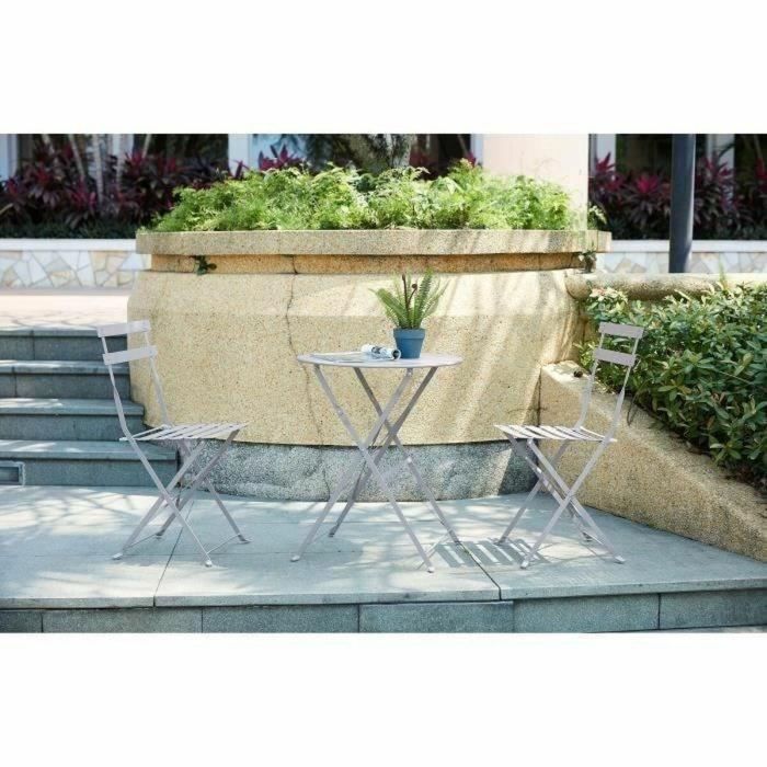 Juego de Bistro de Jardín Plegable en Acero Gris - Conjunto con Mesa (60x71 cm) y 2 Sillas (42x46x82 cm) 1 Juego de Bistro de Jardín Plegable en Acero Gris - Conjunto con Mesa (60x71 cm) y 2 Sillas (42x46x82 cm) 1