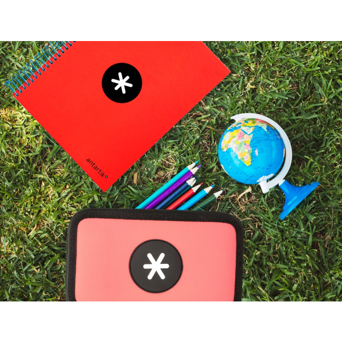 Antartik Plumier Escolar Doble Cremallera Coral 28 Piezas 200x125x45 mm 9