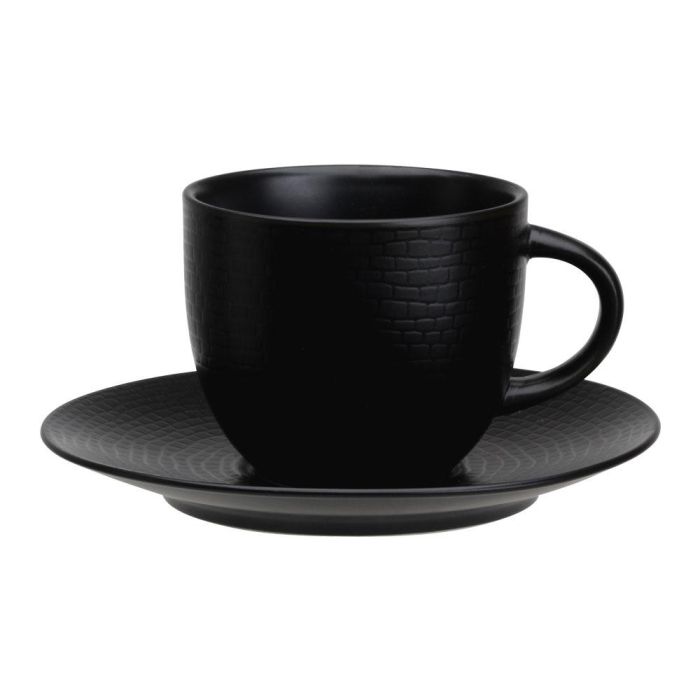 Taza Té Con Plato 280 Ml Negro Avet (6 Unidades)