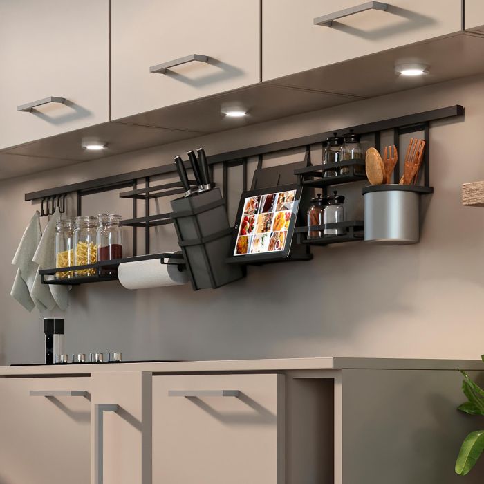 Emuca Perfil para colgar accesorios de cocina Titane, longitud 1.1m, Aluminio y Zamak, Gris antracita 6 Emuca Perfil para colgar accesorios de cocina Titane, longitud 1.1m, Aluminio y Zamak, Gris antracita 6