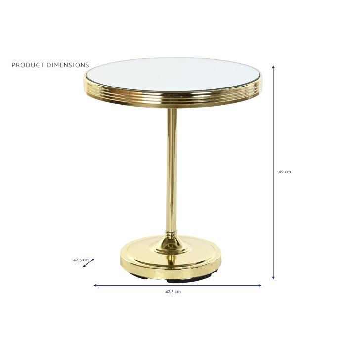 DKD Home Decor Mesita Auxiliar Glam Dorada de Latón y Espejo - 42.5 cm Ancho, 49 cm Alto, 42.5 cm Profundo 4
