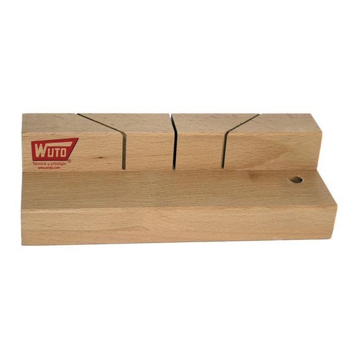 Wuto Corta ingletes simple de madera de haya 250x60mm con guías de corte a 45 y 90 grados Wuto Corta ingletes simple de madera de haya 250x60mm con guías de corte a 45 y 90 grados