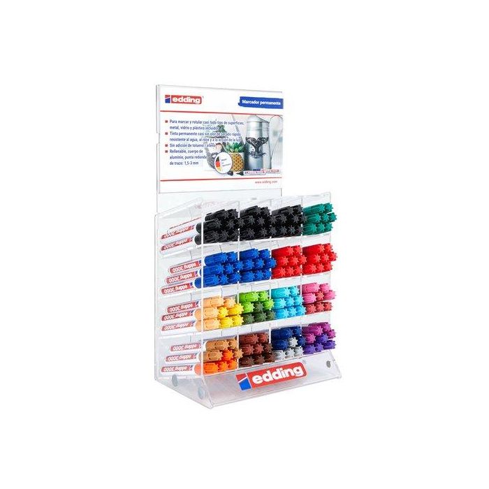 Marcador Permanente Edding 3000 Conico Expositor De 128