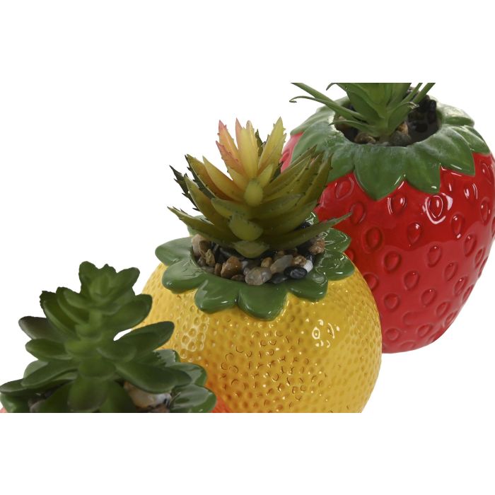 Planta Shabby DKD Home Decor Rojo Amarillo 9 x 14 x 9 cm (6 Unidades) 2