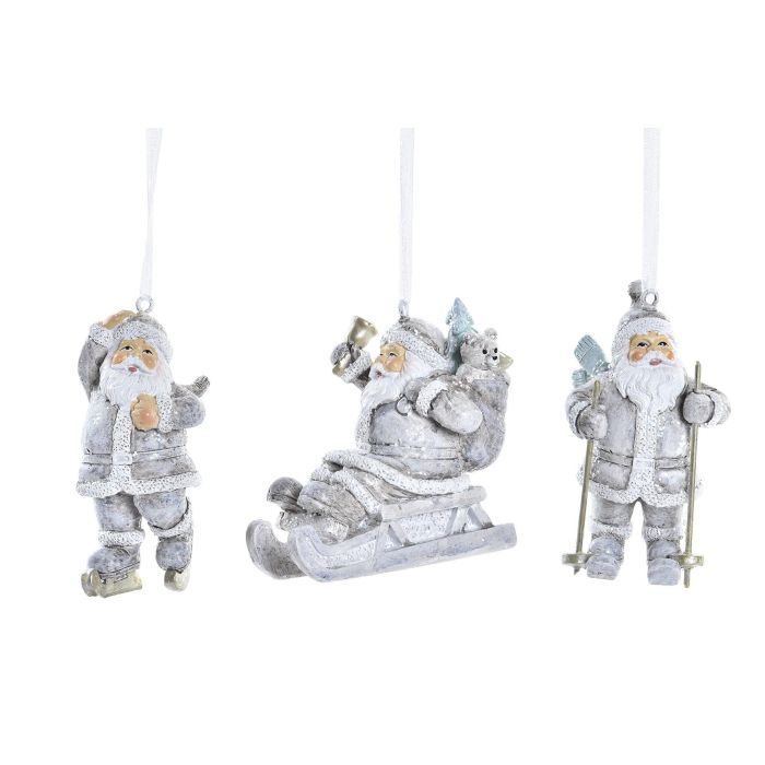 DKD Home Decor Decoración Colgante de Navidad Moderna de Resina, Gris y Blanco, 5x8x7.5 cm, Pack de 12 Unidades, Surtido Aleatorio