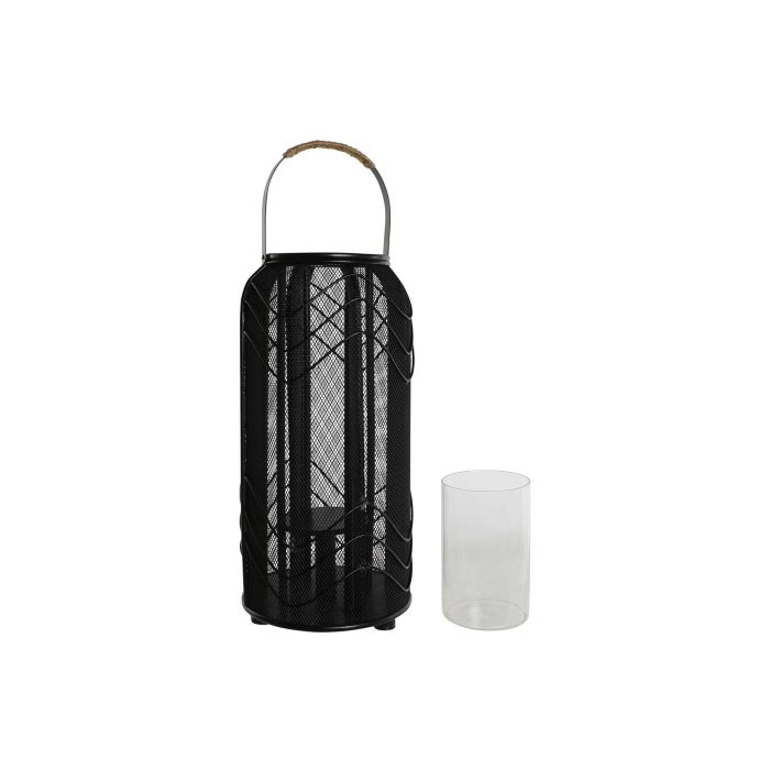 DKD Home Decor Portavela Colonial Negro Metal y Ratan 21.5 x 21.5 x 43.5 cm 4