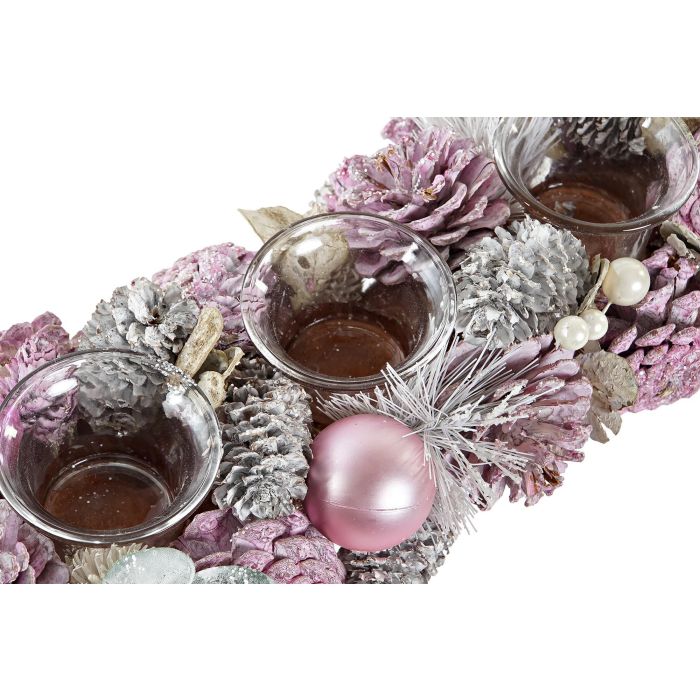 DKD Home Decor Portavela Navidad Fantasía Colección Dulce Rosa Palo de Piña y Cristal, 13x38x8.5 cm (2 Unidades) 1 DKD Home Decor Portavela Navidad Fantasía Colección Dulce Rosa Palo de Piña y Cristal, 13x38x8.5 cm (2 Unidades) 1