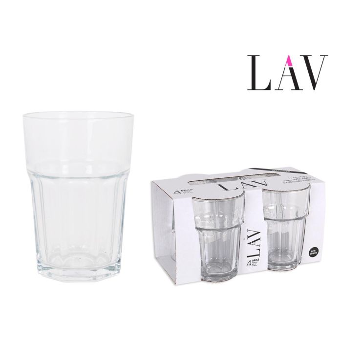 Lav Set 4 Vasos 365cc Aras 8.3x8.3x12cm (12 Cajas) Lav Set 4 Vasos 365cc Aras 8.3x8.3x12cm (12 Cajas)