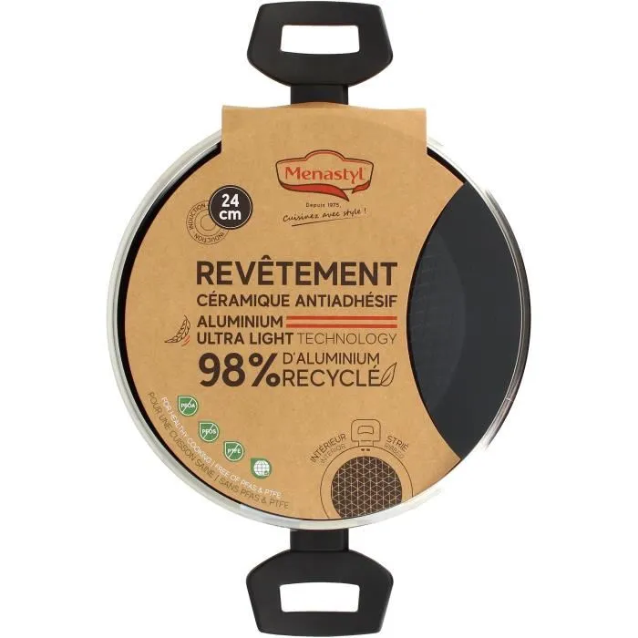 Menastyl 6020647 Horno Holandés de Aluminio Forjado 24 cm Negro Apto para Todo Tipo de Fuegos Incluida Inducción 1