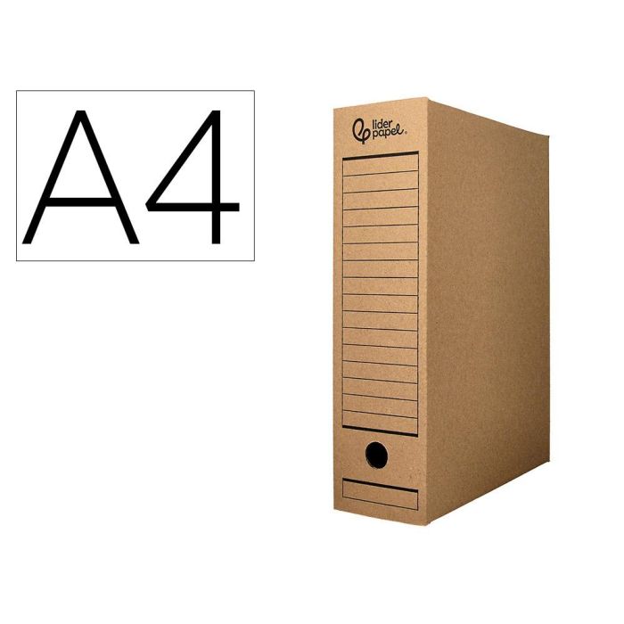 Caja Archivo Definitivo Liderpapel Din A4 Carton Reciclado 325 gr-M2 Lomo 82 mm Kraft 325x82x250 mm