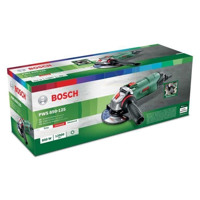 Amoladora de 1 mano Bosch PWS 850-125 + AVH 4